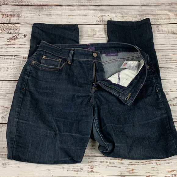 NYDJ “BOYFRIEND” Straight leg blue jeans size 8 - Picture 2 of 16